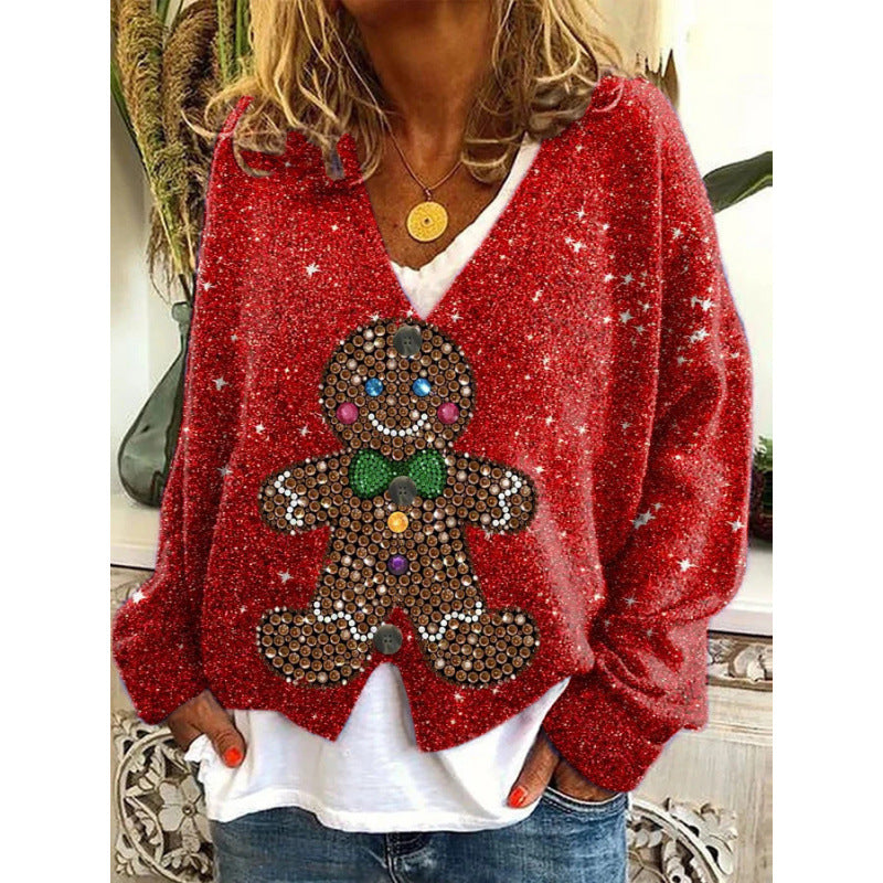 Cool Christmas Abstract Printing Casual Cloak Sweaters