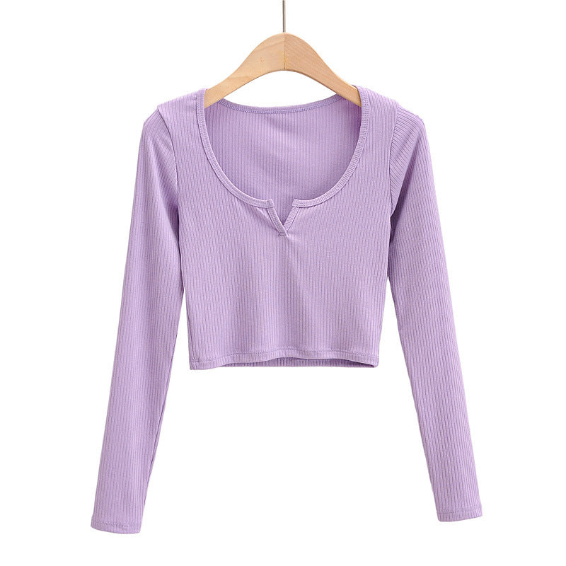 Autumn Solid Color Slim Fit Small Long Sleeve Bottoming Women's T-shirt