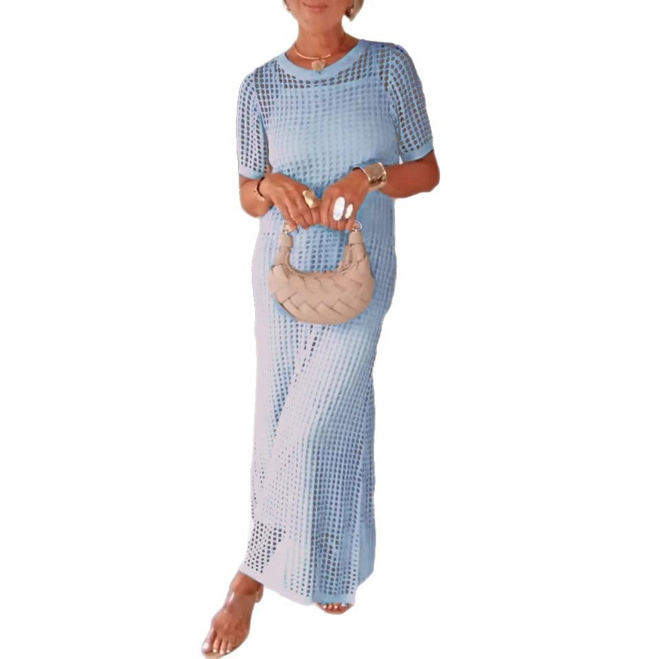 Women's Round Neck Hollow Air Two-piece Set Dress