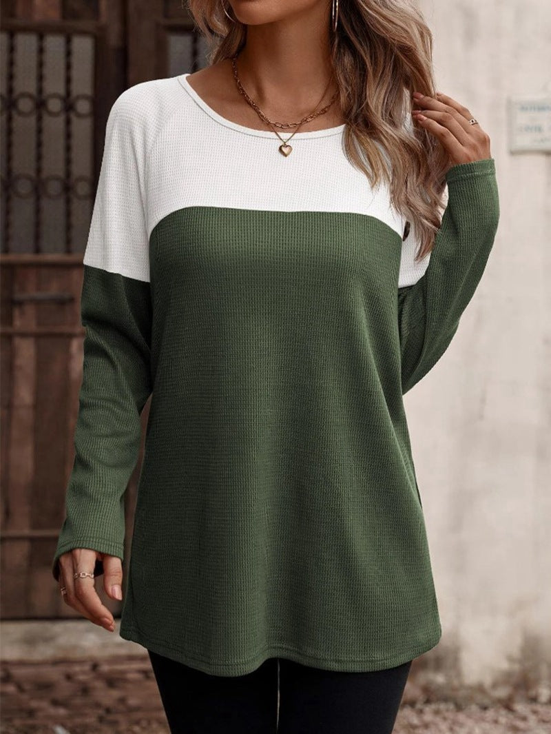 Charming Classic Women's Color Matching T-shirt Blouse