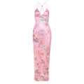 Women's Summer Fashion Halter Backless Printed Sheath Clothing
