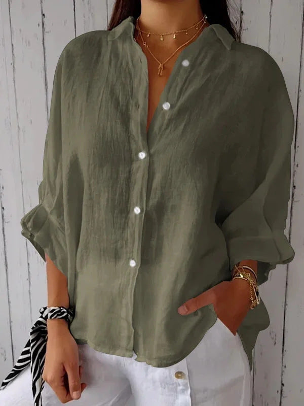 Spring Cotton Linen Back Design Shirt Blouse