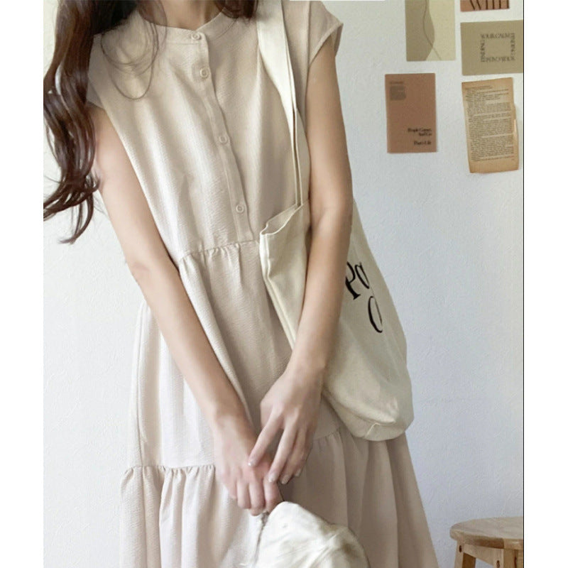 Summer Sweet Back Collar Sleeveless Striped Dress