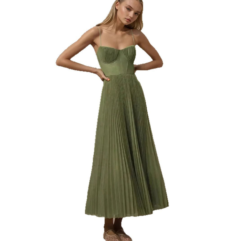 Women's Sexy Sling Backless Maxi Sleeveless Deep Bridesmaid Dress