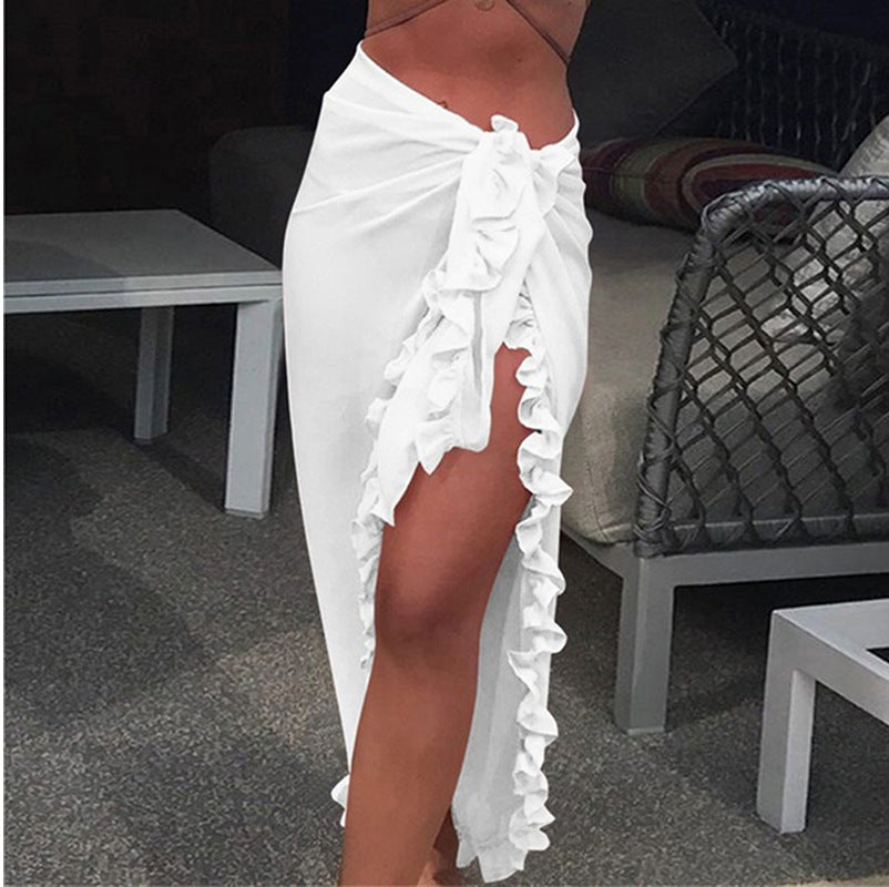 Women's Summer Outdoor Beach Ruffled Chiffon Colors Skirts
