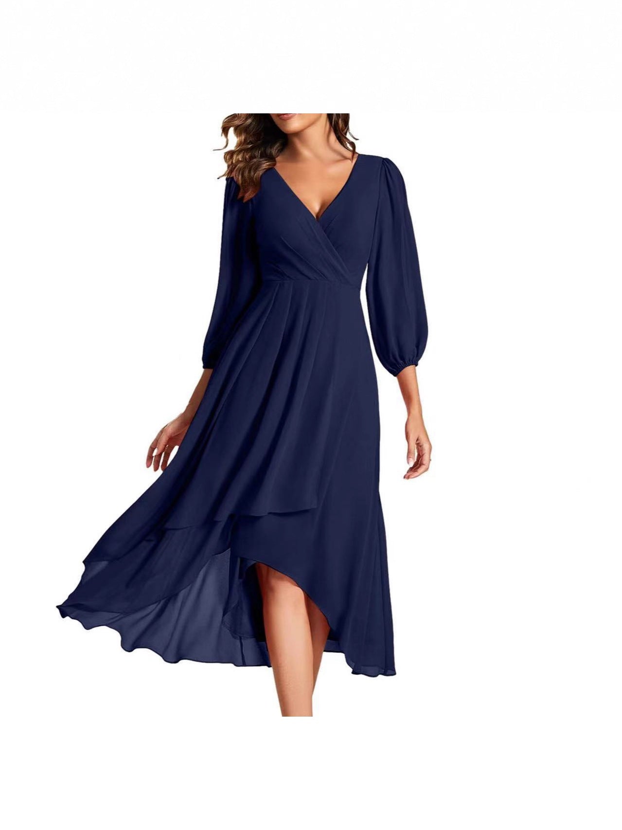 Women's Solid Color Sleeve Tight Waist Slim Bridesmaid Dress