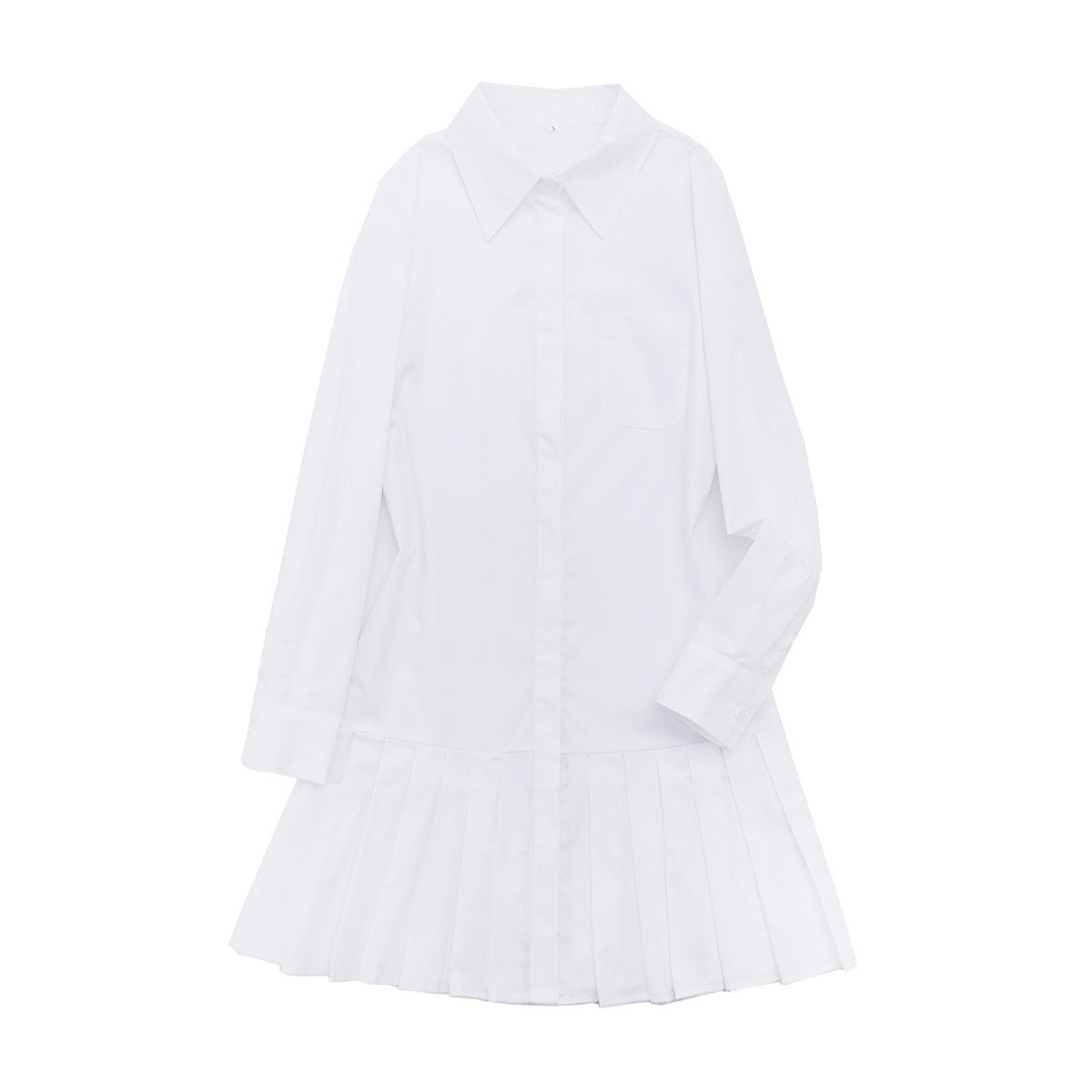 Women's Fashion Design Pleated Stitching Long Sleeve Shorts