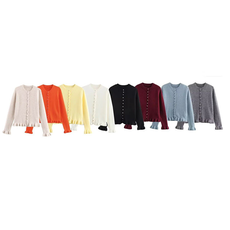 Autumn Temperament Crew Neck Simple Laminated Decoration Coats