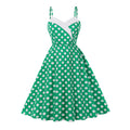 Women's Fashion Summer Strap Polka Dot White Waist Slimming Dress