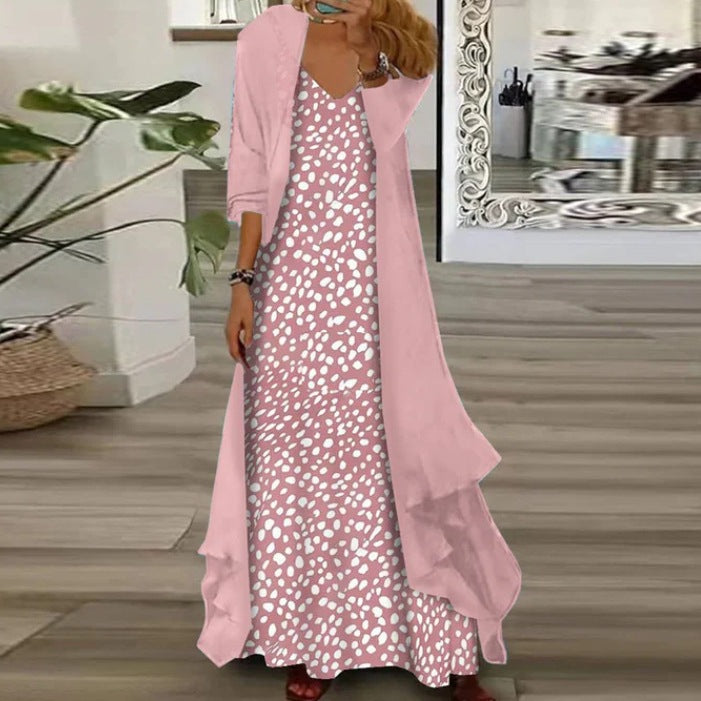 Women's Independent Floral Printed Wear Inner Two-piece Dress