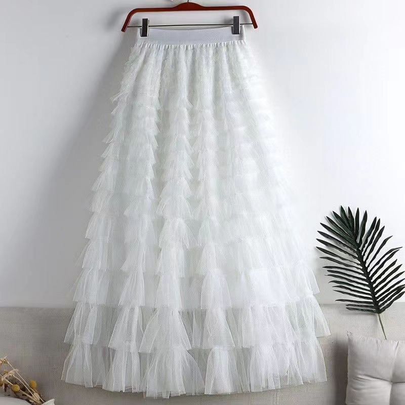 Charming Mesh Stitching Cake Dress Long Skirt