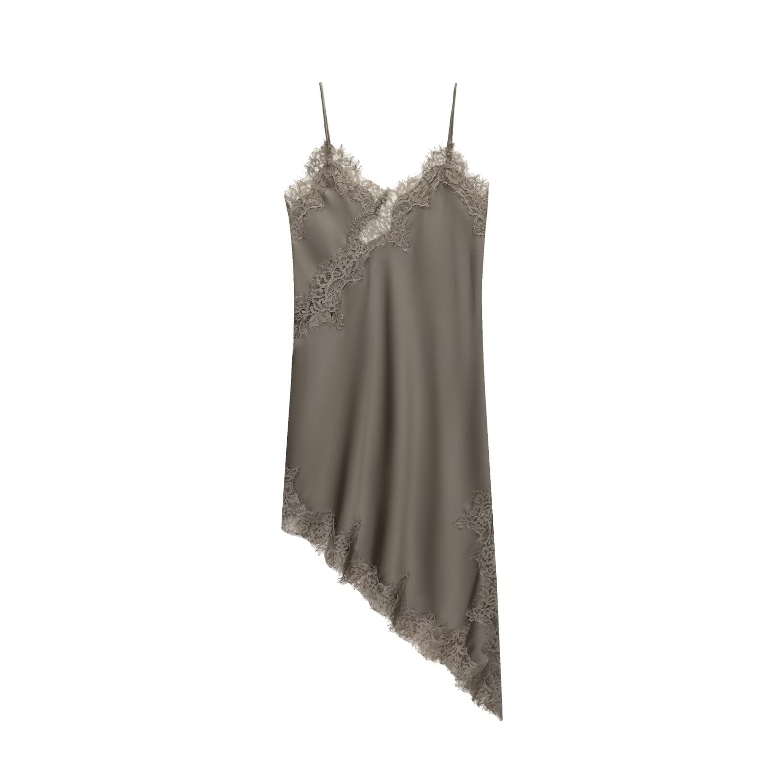 Elegant Winter Lace Sleeveless Asymmetric Slip Dress