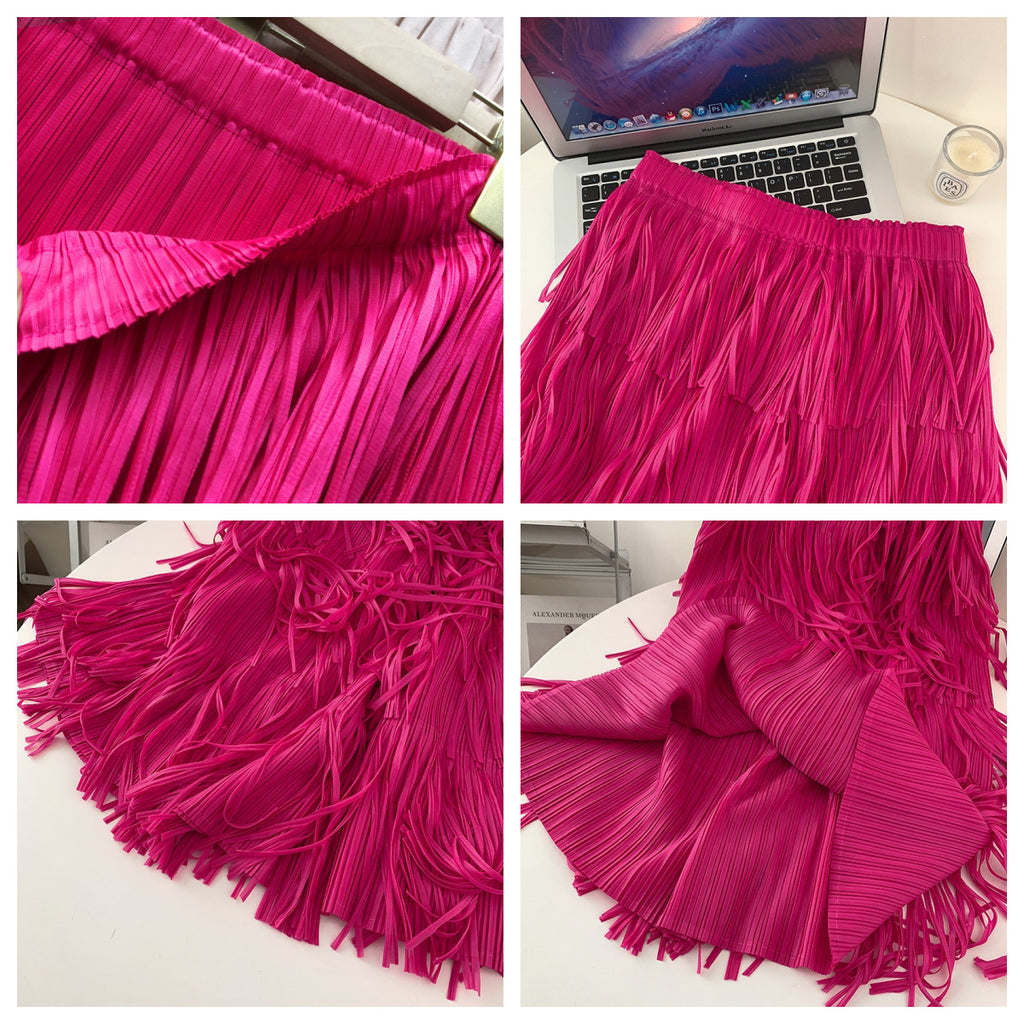 Retro Elegant Layer Tassel Dress Fashionable Draping Skirts