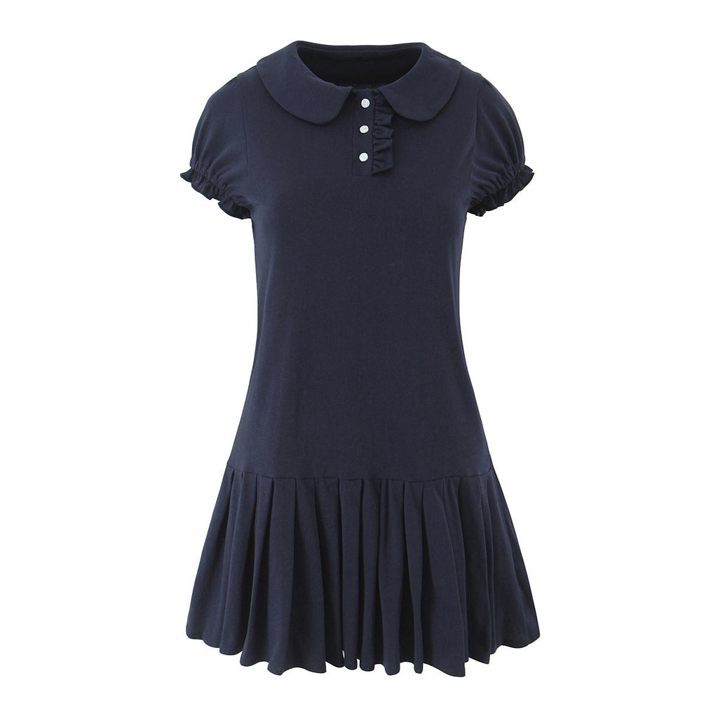 Women's Sweet Retro Doll Collar Fungus Knitted Pleated Mini Skirts