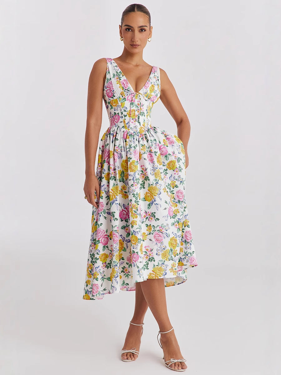 Beautiful Innovative Suspender Casual Printed Elegant Dress