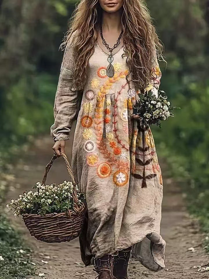 Women's Spring Printed Long-sleeved Other Elegant Dress