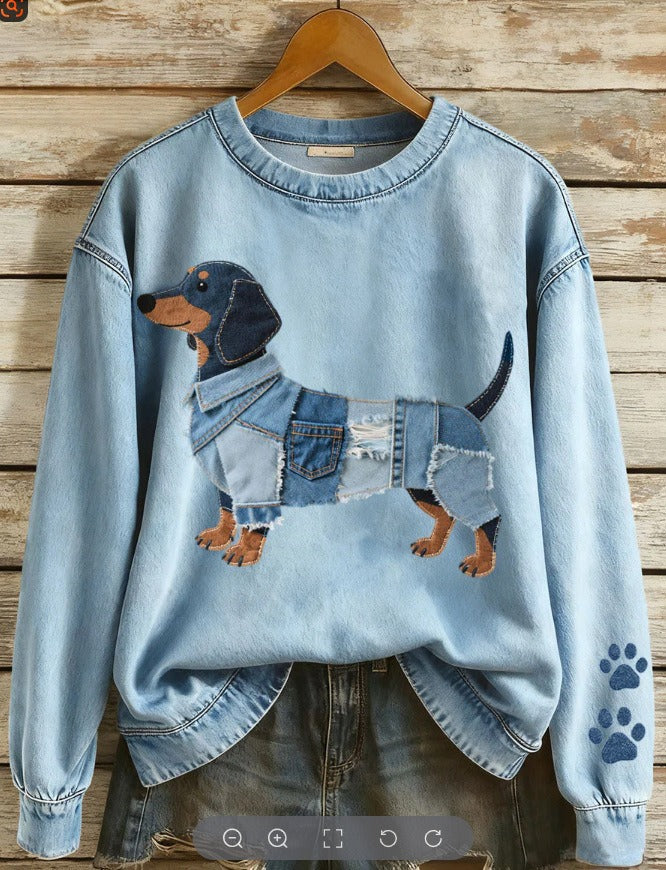 Digital Printing Cartoon Round Neck Long Sleeve Women's T-shirt