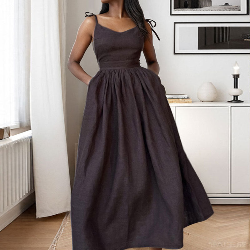Women's Elegant Sexy Solid Color Mori Style High Dress