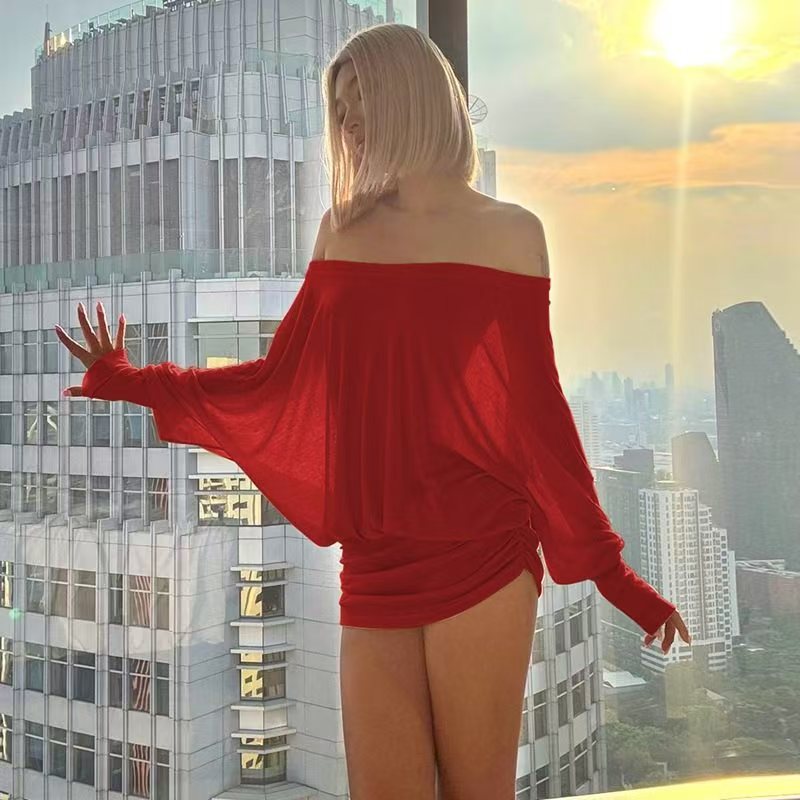Women's Spring Sexy Pure Style Tube Pleating Skinny Dress