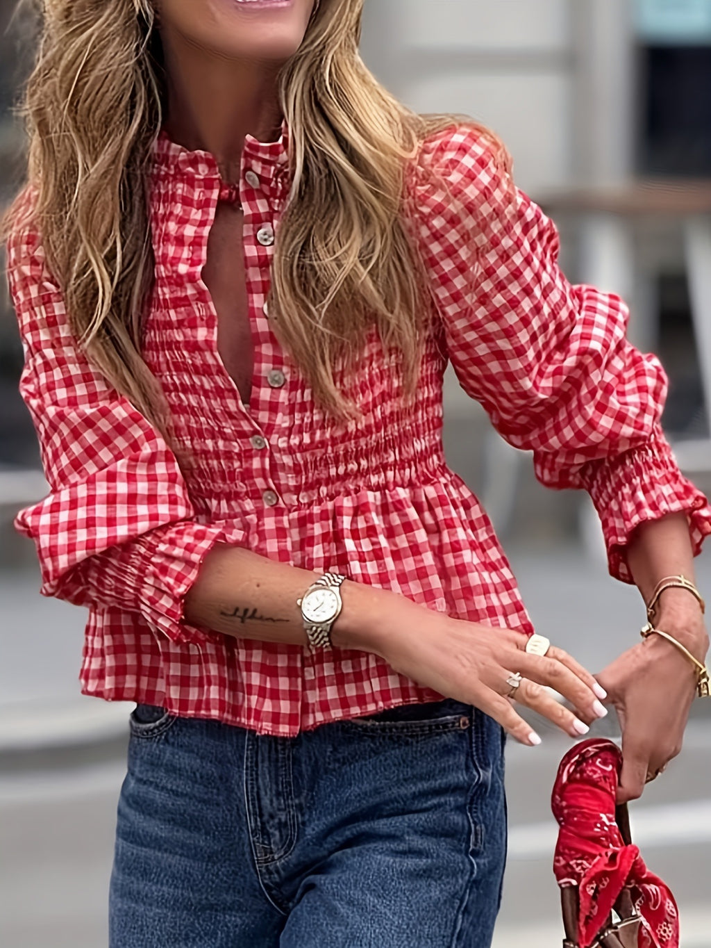 Classy Attractive Women's Fashion Casual Plaid Tops