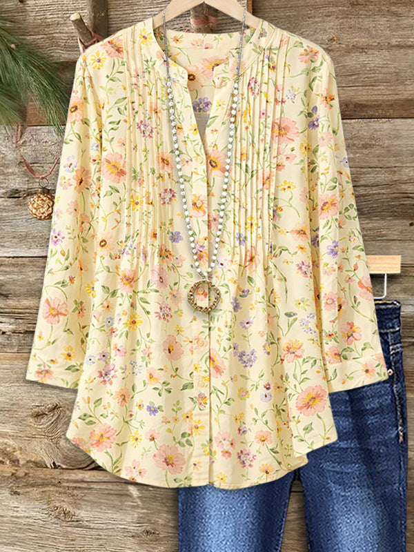 Women's Shirt Summer Trendy Floral Pattern Printed Blouse