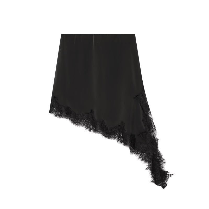 Women's Summer Lace Silk Satin Textured Skirt