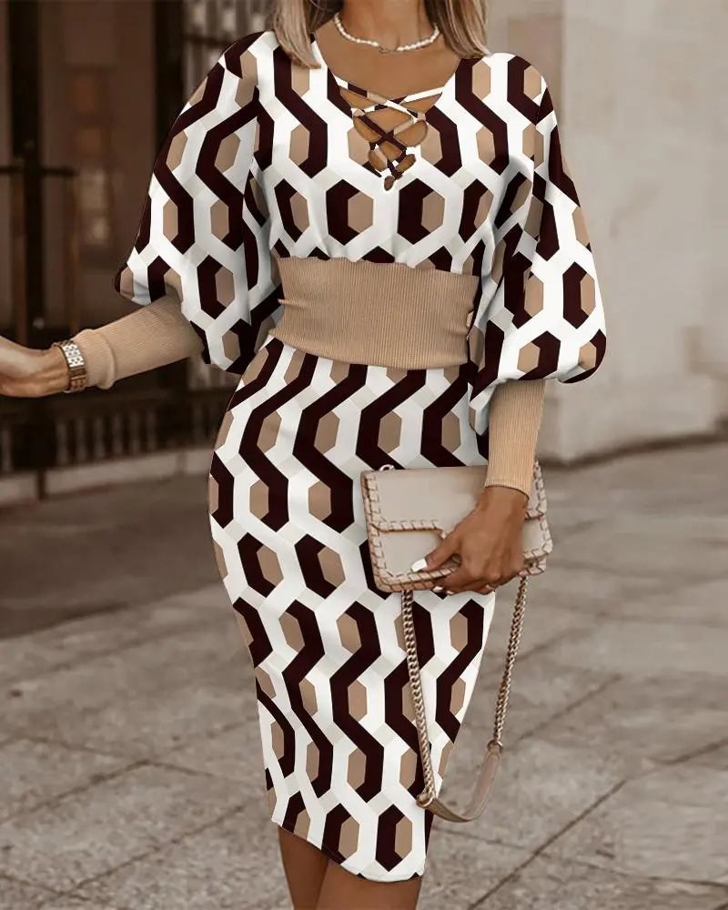 Elegant Stylish Unique Women's Long-sleeved Sheath Dress