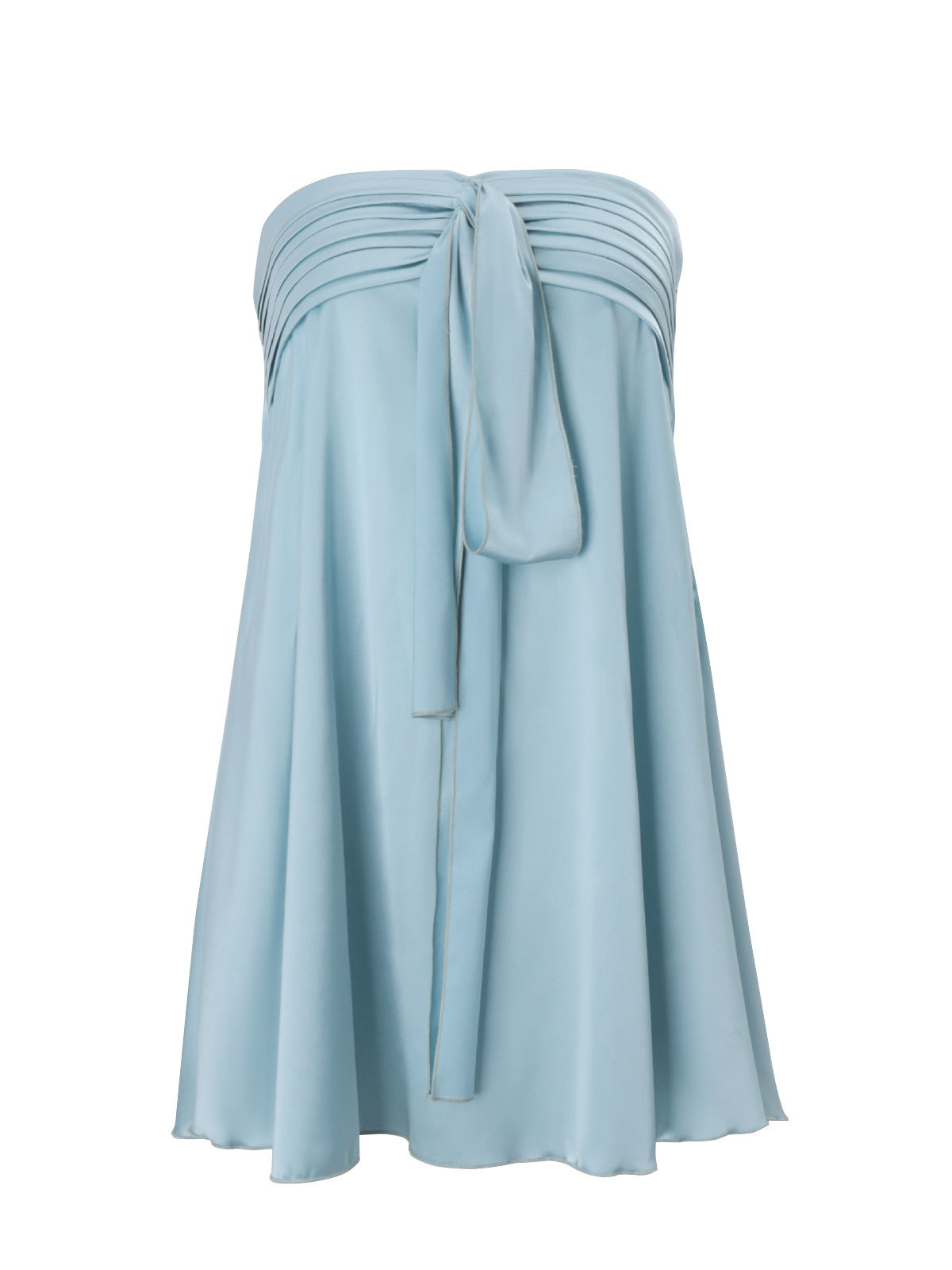 Women's Spring Fashion Hot Street Style Satin Tube Strap Solid Color Dress