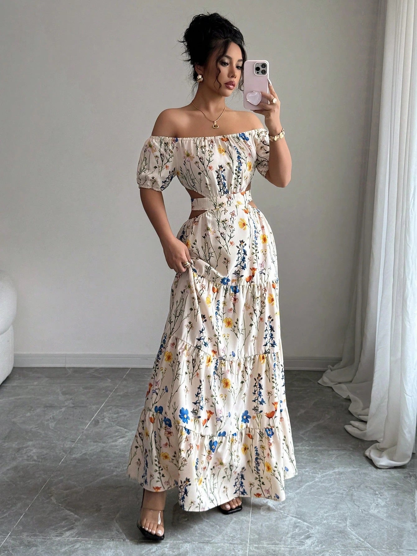 Female Lady Backless Shoulder Strap Elegant Dress