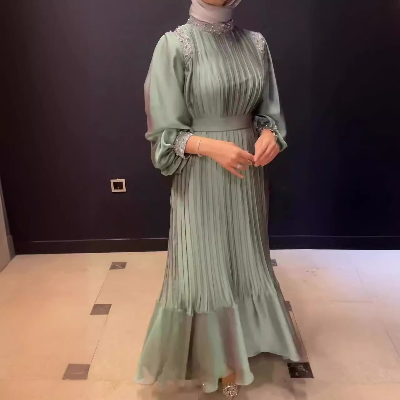 Autumn Fashion Solid Color Minority Diamond Dress