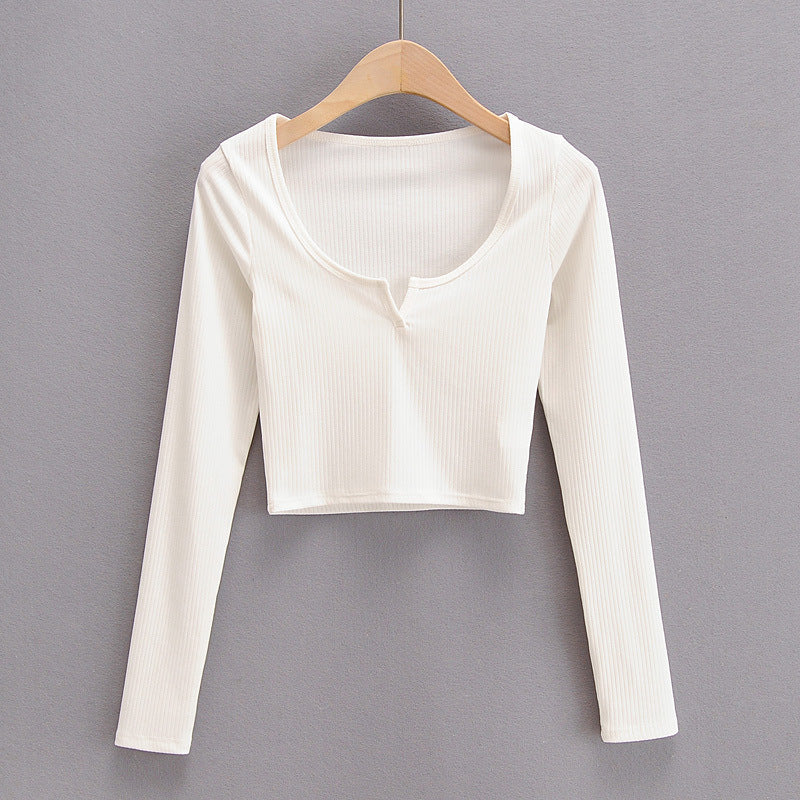 Autumn Solid Color Slim Fit Small Long Sleeve Bottoming Women's T-shirt