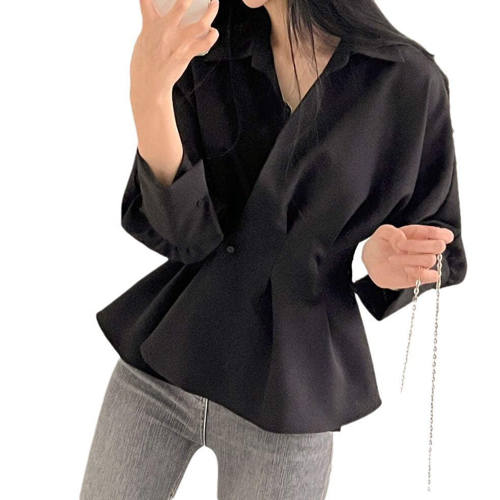 Western Style Ruffled Design Sense Niche Long Sleeve Blouse