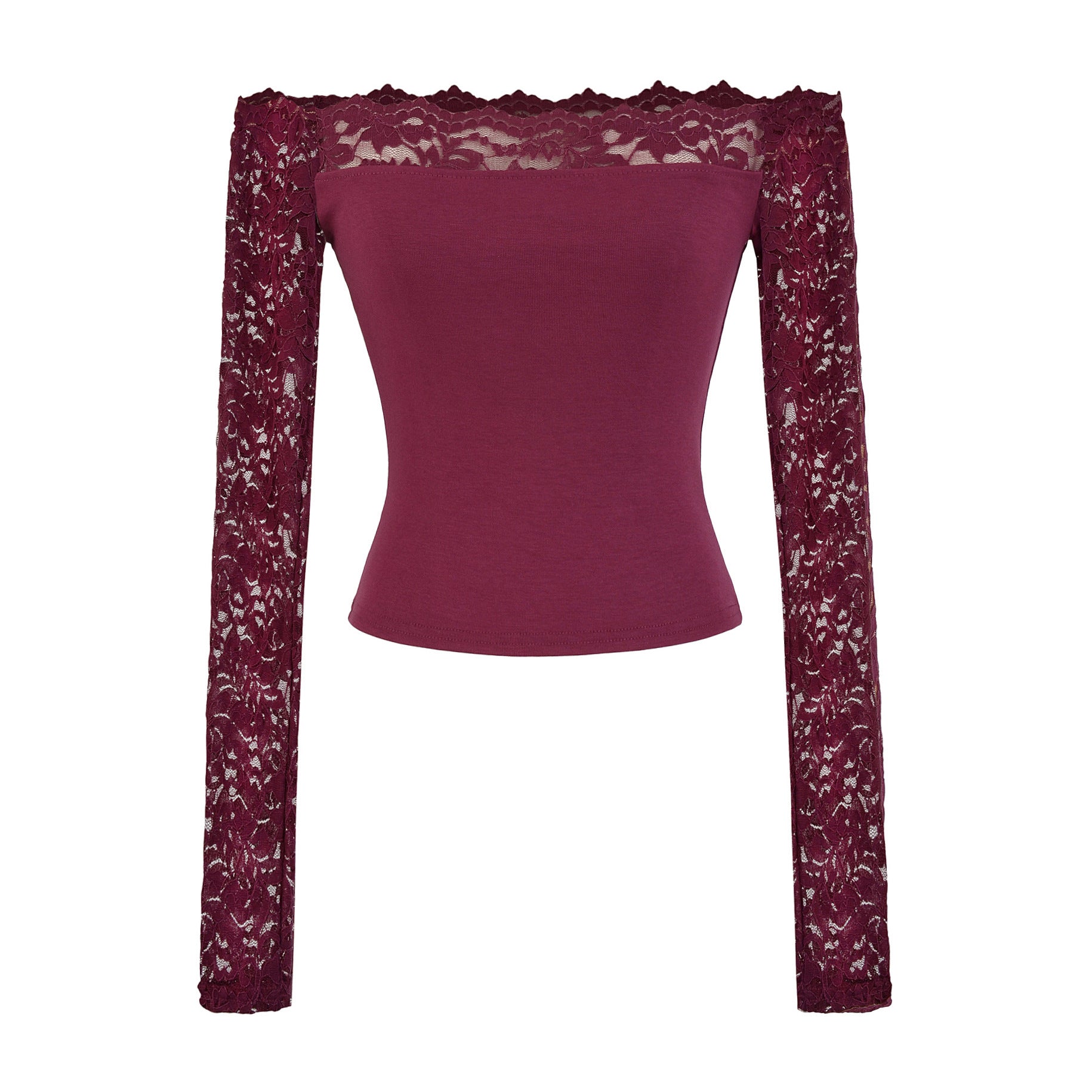 Classy Stylish Women's Lace Stitching Long-sleeved Women's T-shirt