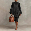 Trendy Autumn Digital Printing Fresh Retro Dress