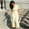 Classy Glamorous Women's Sleeve Button Knitted Dress