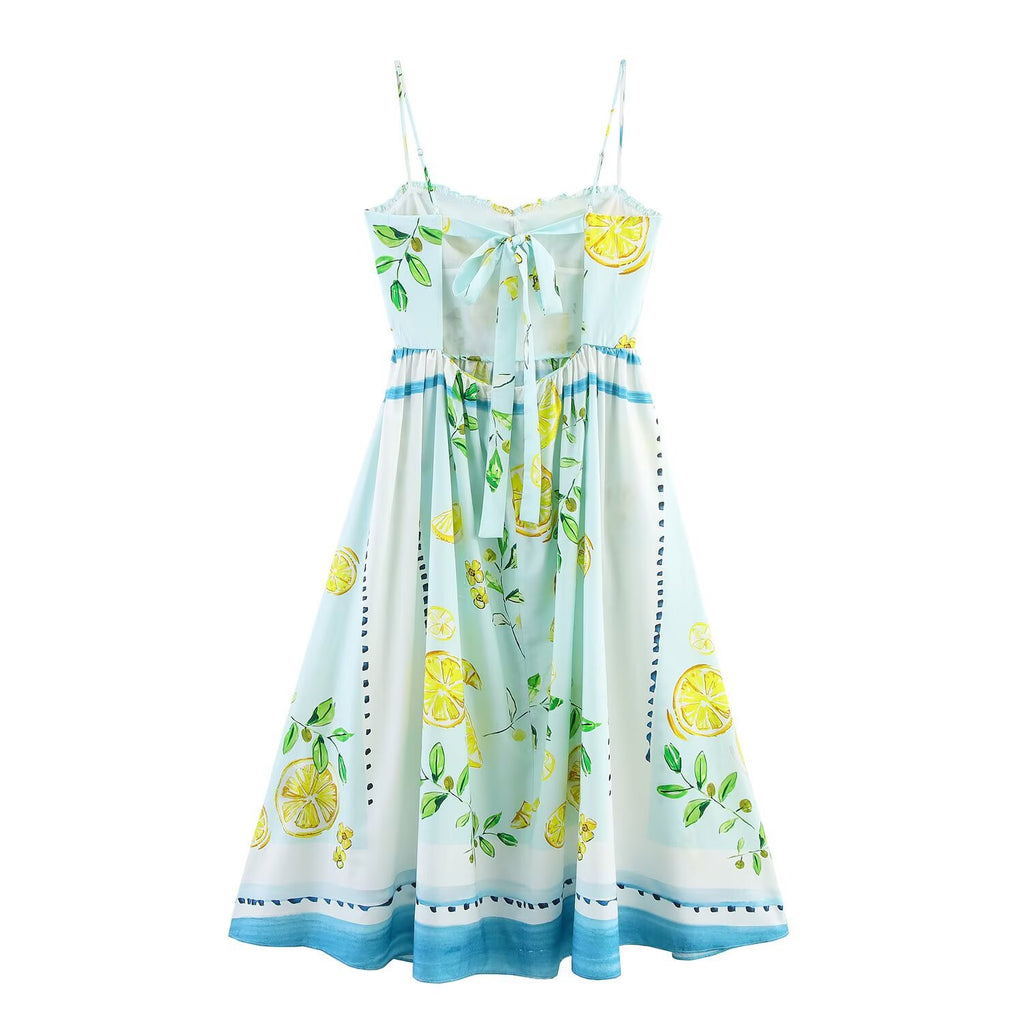 Innovative Classy Women's Lemon Printing Poplin Dress