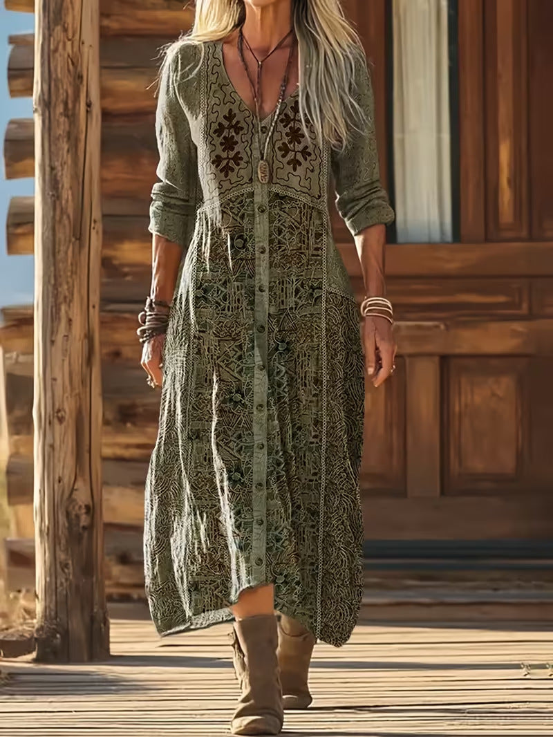 Popular Women's Creative Printed Wear Midi Dress