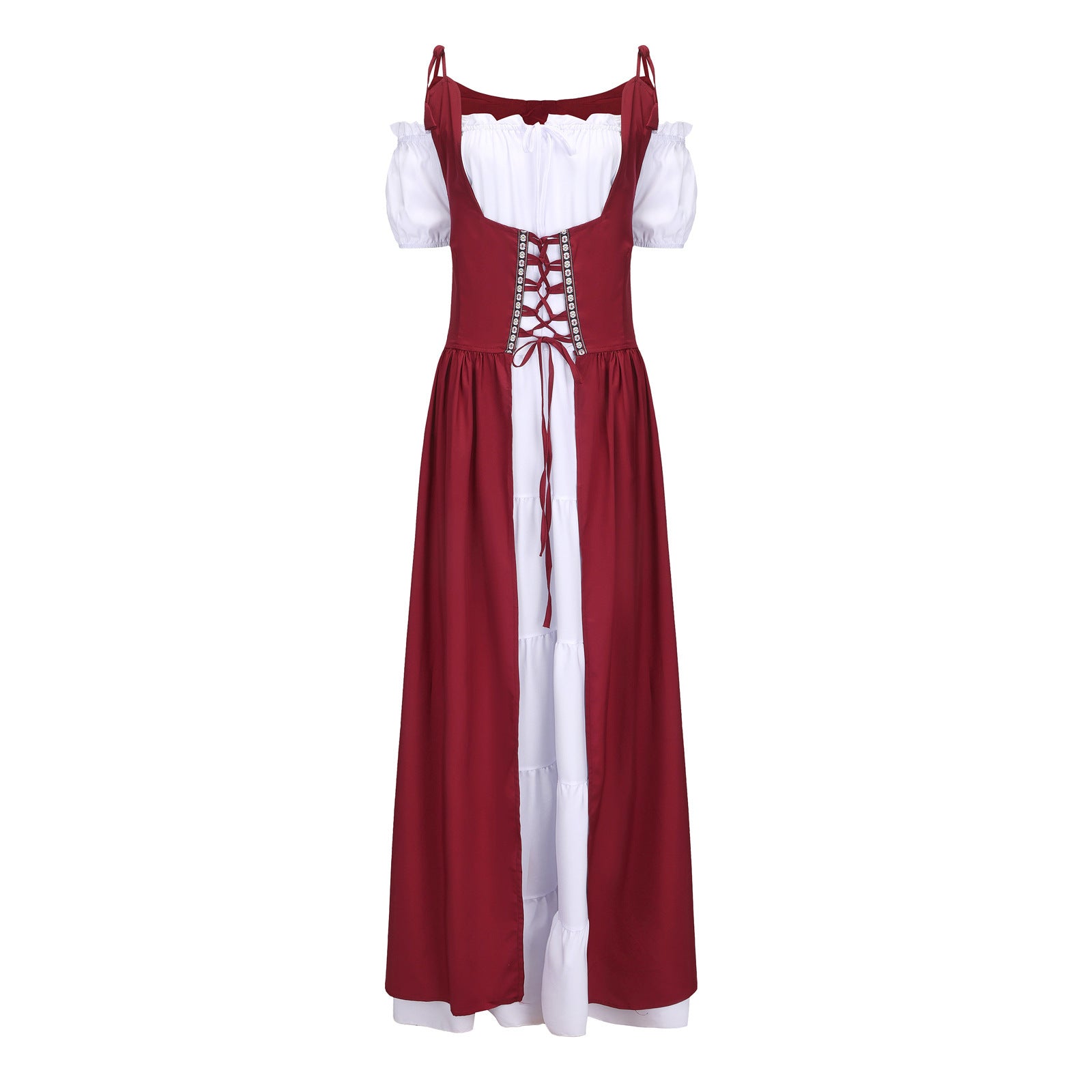Square Collar Tied Waist Medieval Renaissance Dress
