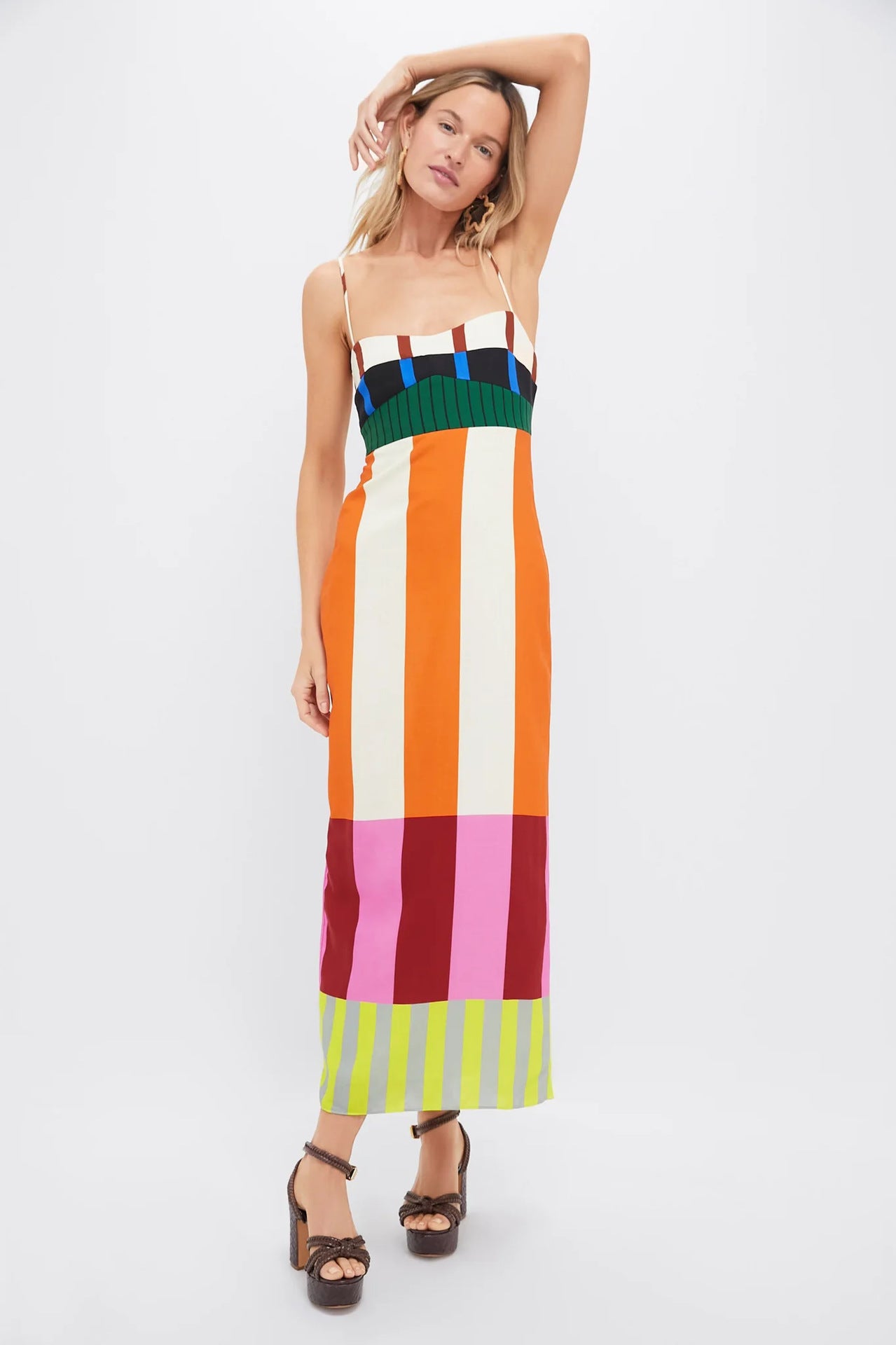 Women's Summer Striped Color Block Skinny Split Skirts