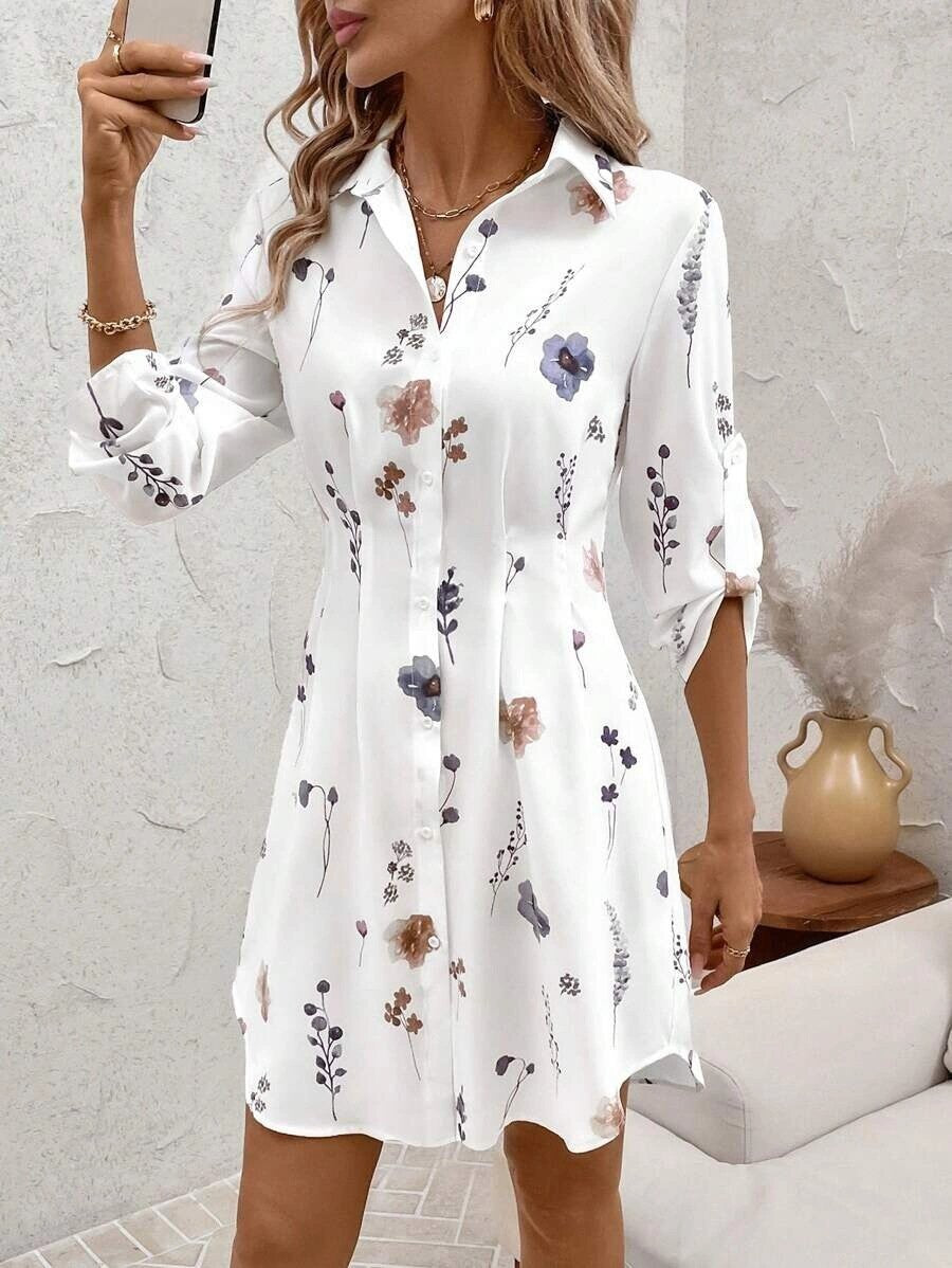 Slouchy Comfortable Women's Floral Pattern Long-sleeved Blouses