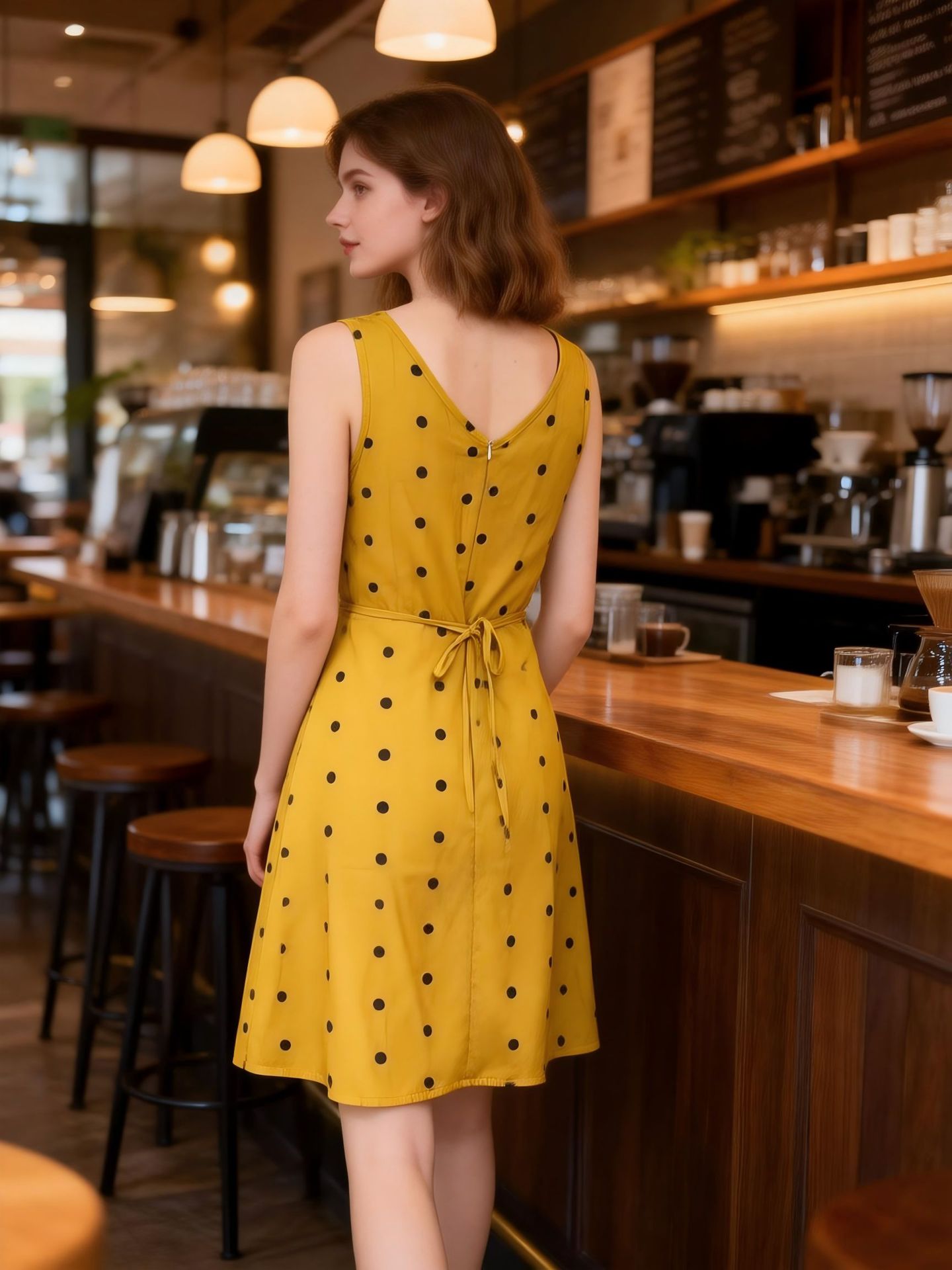 Durable Women's Summer Sleeveless Polka Dot Dress