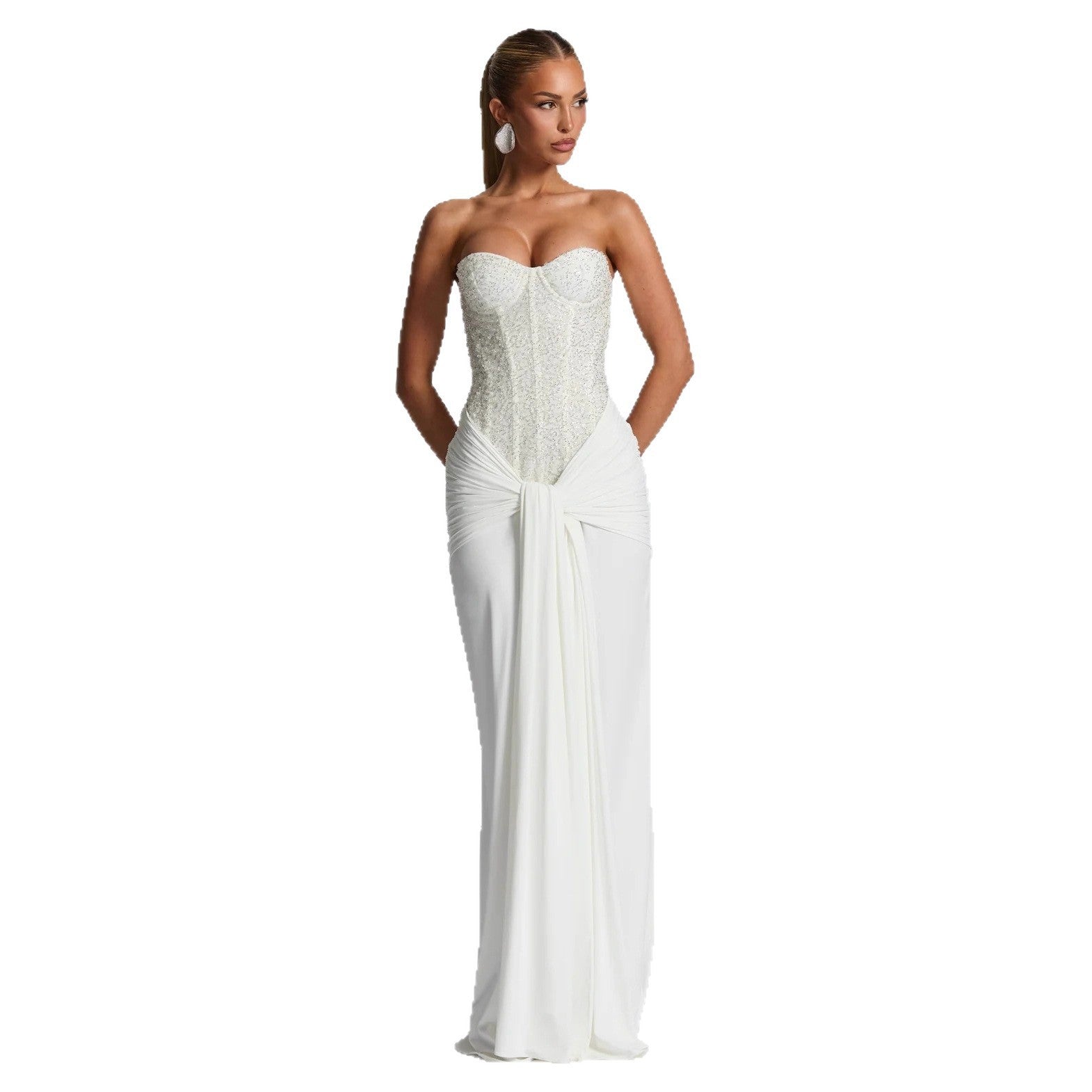 Women's Long Sexy Deep Tube Zipper Slim Fit Dress
