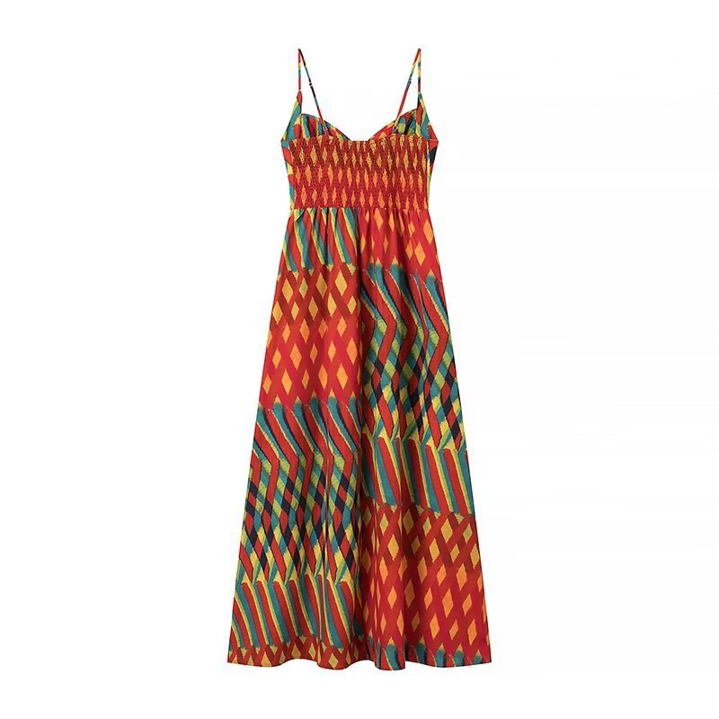 Women's Summer Strap Fashion Temperament Printed Dress