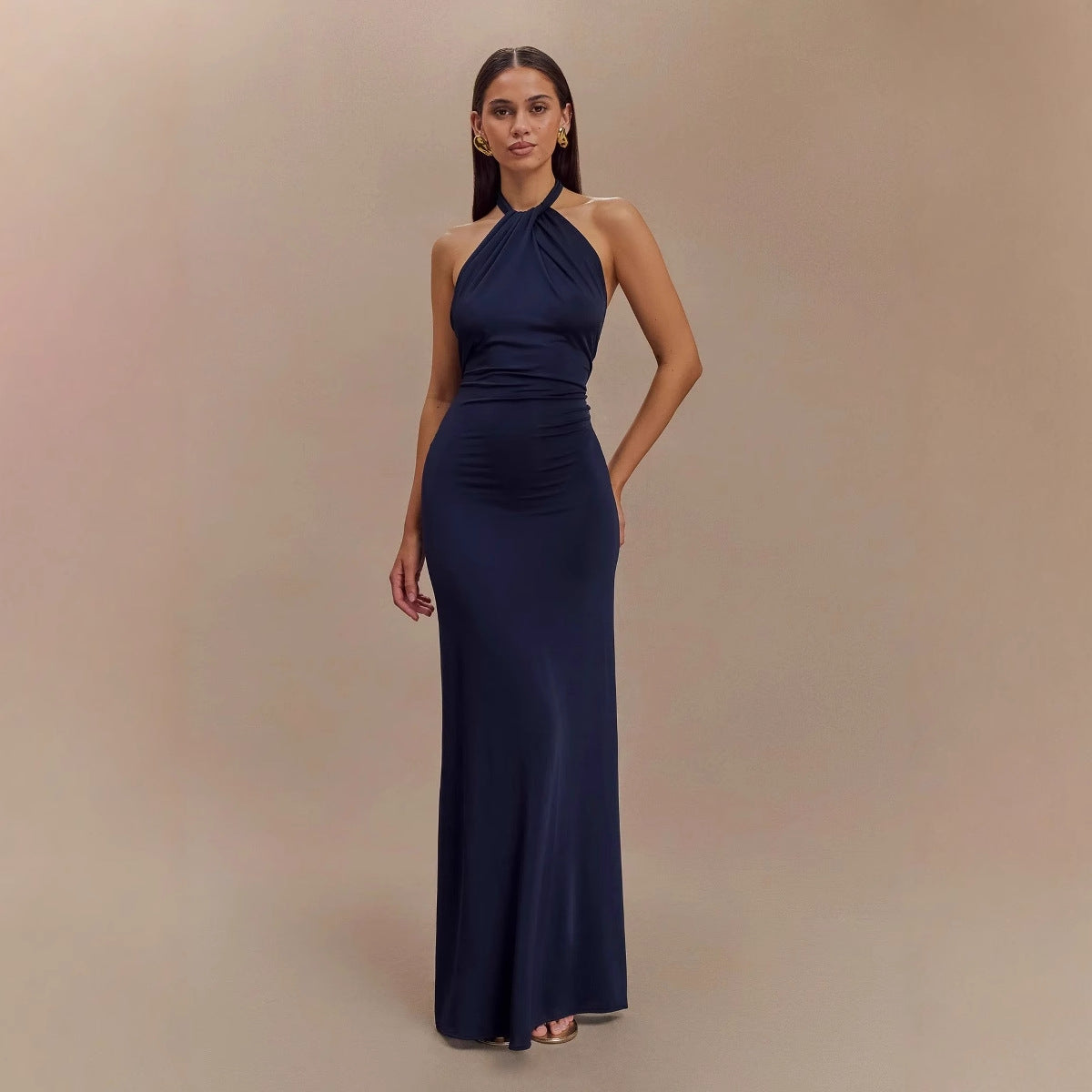 Women's Fashion Sexy Sleeveless Slim Waist Halter Dress