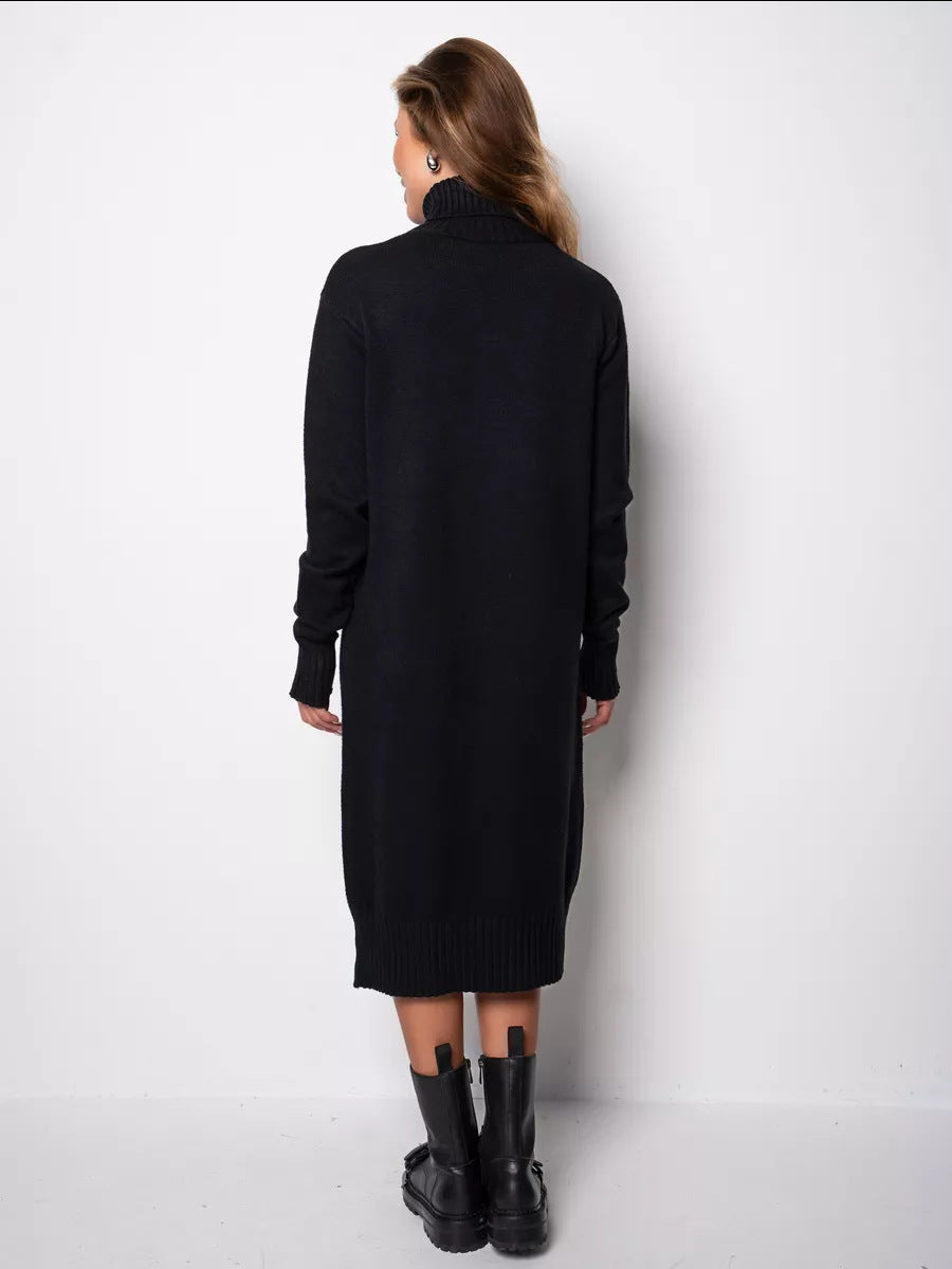 Women's Turtleneck Knitting Loose Inner Wear Pure Color Slimming Dress