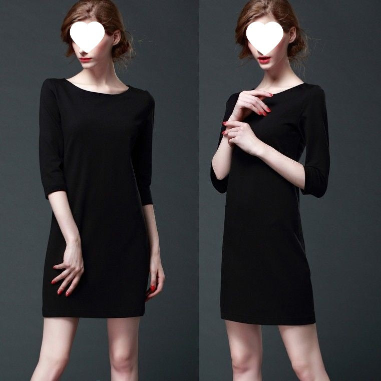 Spring Straight Three-quarter Sleeve Fat Elegant Loose Slimming Mid-length Dress