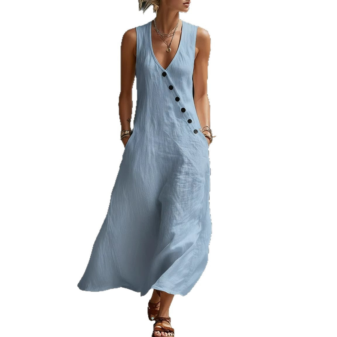 Elegant Women's Summer Holiday Casual Sleeveless Dress