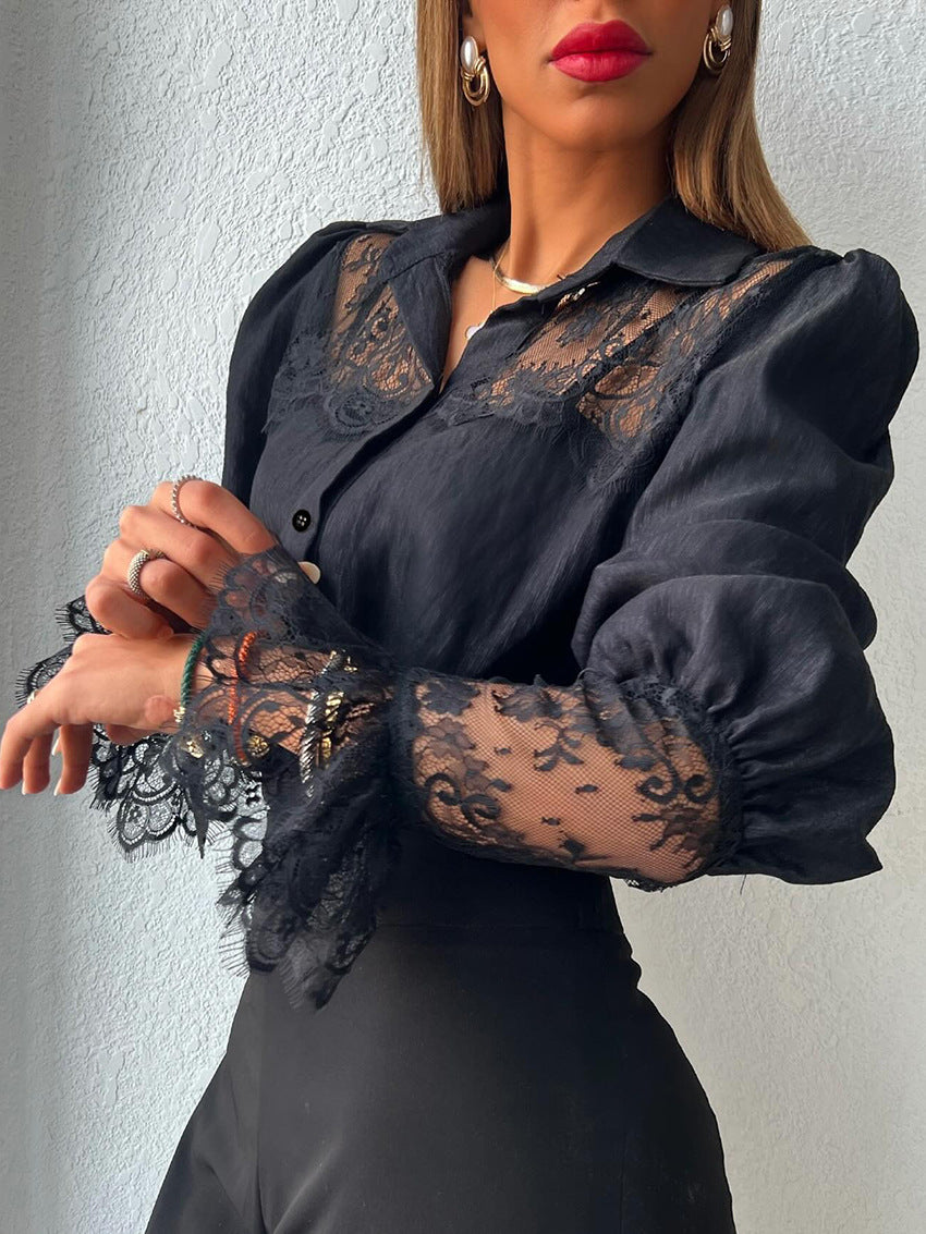 Unique Fashionable Elegant Ruffle Sleeve Shirt Blouse