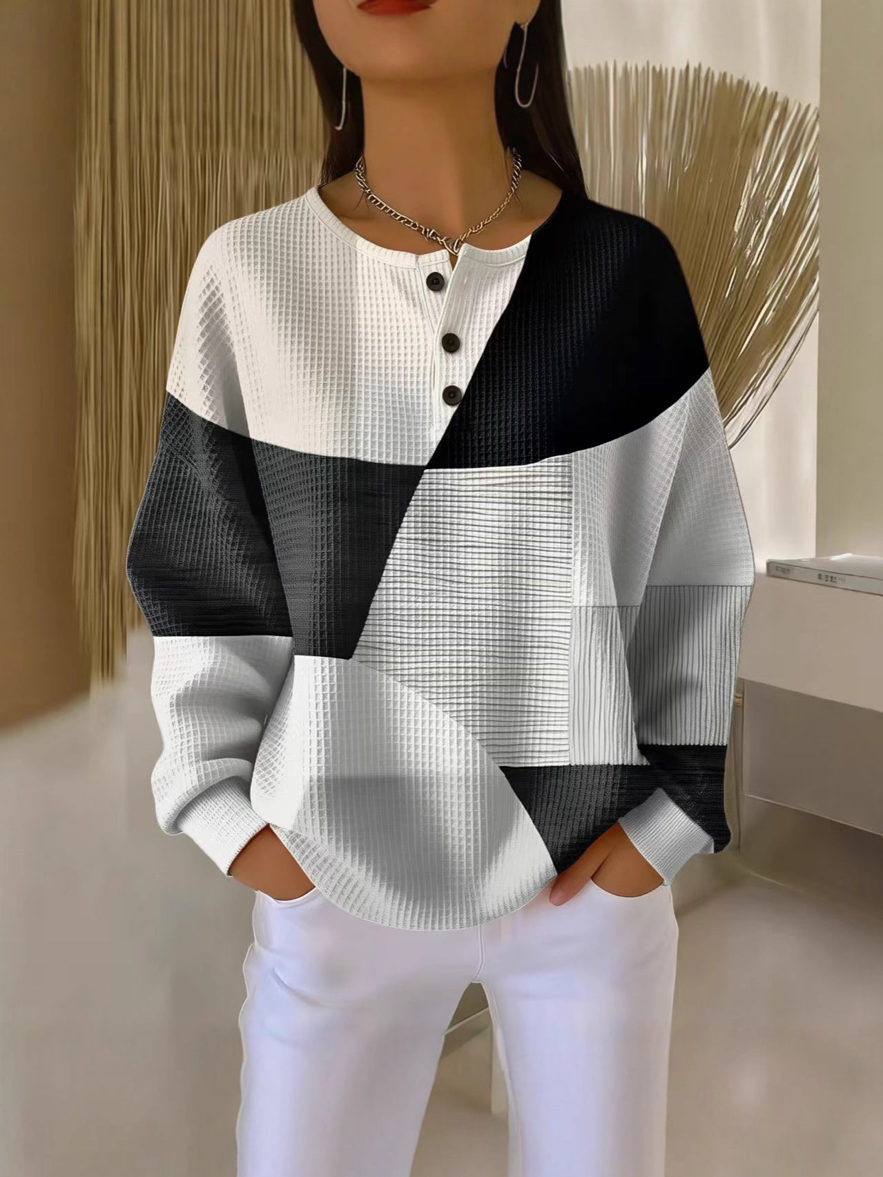 Women's Independent Single Retro Digital Printing Small Turtle Neck Women's T-shirt