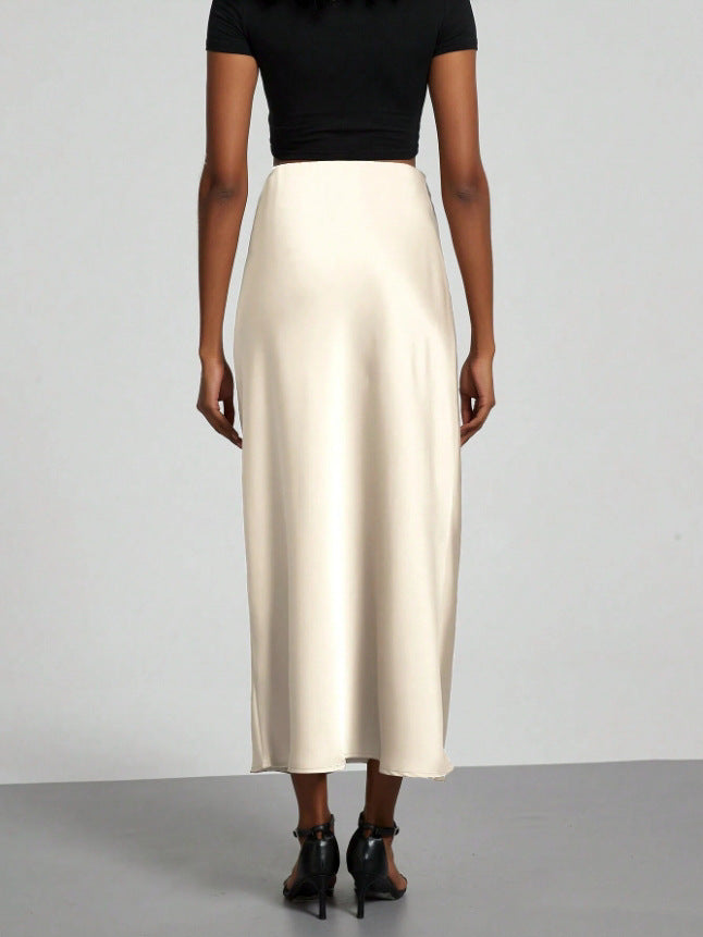 Glossy High Waist Slimming Dress Elegant Skirt